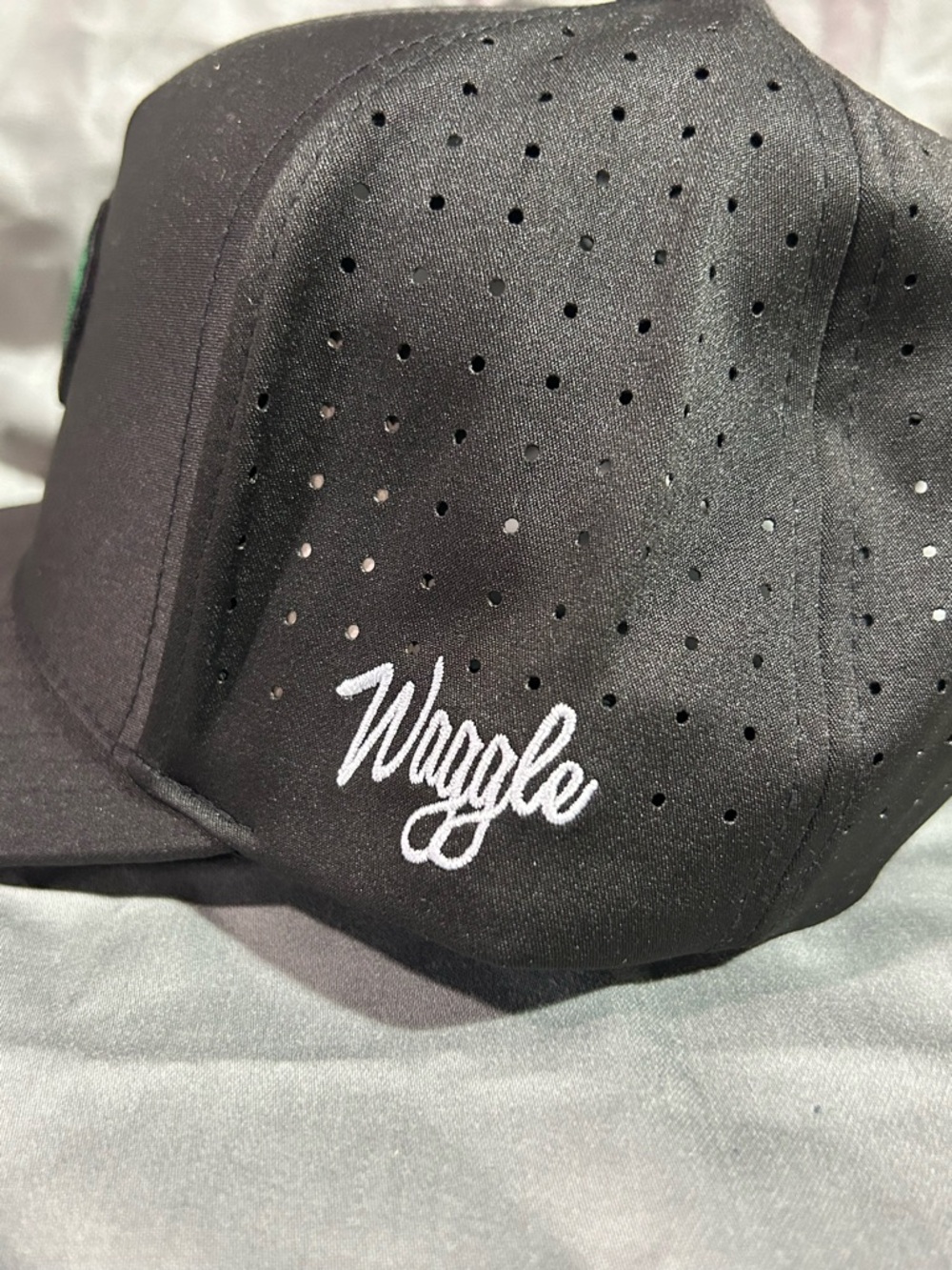 Black Snapback Hat with Green Crocodile Logo - Picture 3 of 5